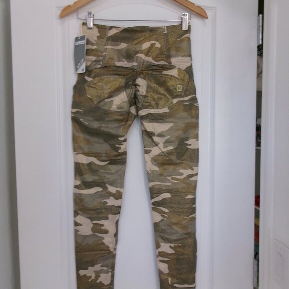 New with tags Freddy WR. UP Gold Glitter Camo High Waist Button Fly Pants S - Picture 6 of 14